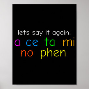 Poster Cor Acetaminofeno Colorido Divertido Pronunciar En