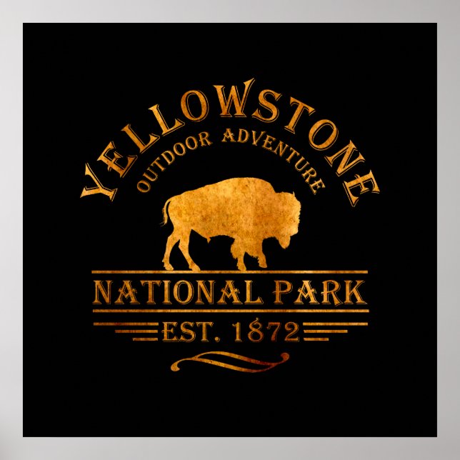 Poster cor amarela dourada de yellowstone (Frente)