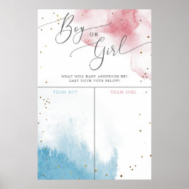 Poster Cor Azul Cor Azul Rosa Sinal de Voto Revelar Sinal