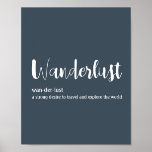 Poster Cor azul da cinza branca definição de Wanderlust