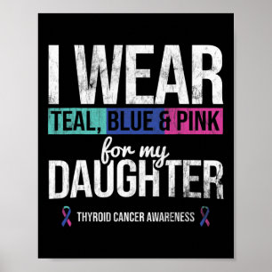 Poster Cor Azul Teal Rosa Para Cancer Filha Da Tiroide Aw