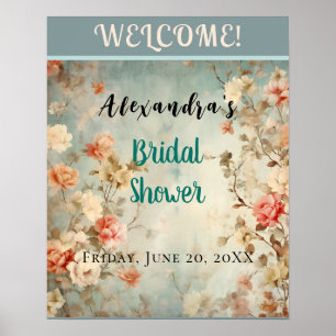 Poster Cor da Água - Blush Floral e Sinal de Chá de panel