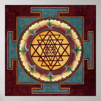 Pôster Cor da água de Sri Yantra