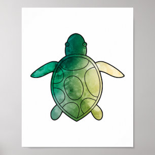 Poster Cor da água verde da Tartaruga marinha