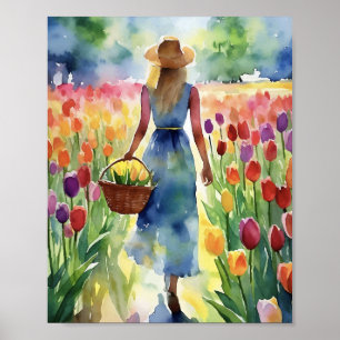 Poster Cor d'água Colorida do Campo Tulip