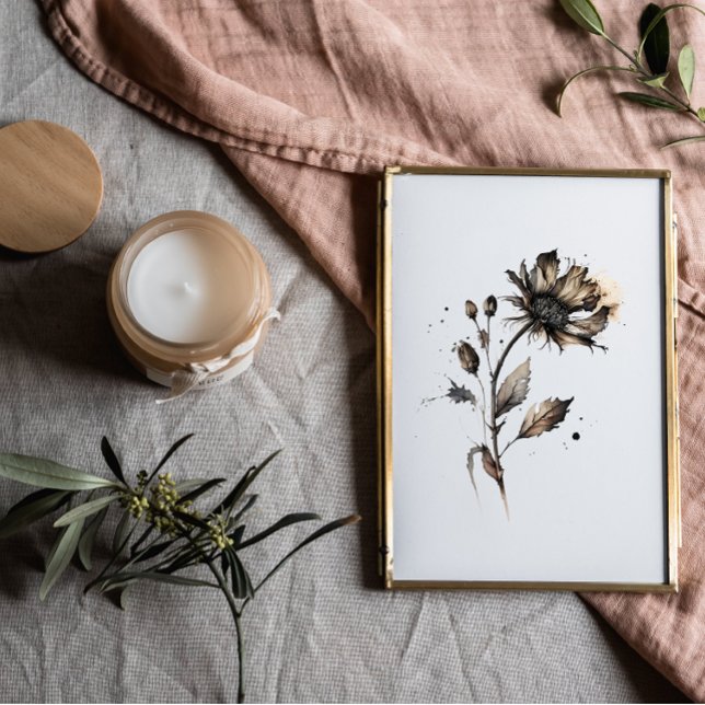 Poster Cor d'água da flor seca Preta (Criador carregado)