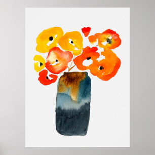 Poster Cor d'água das flores da papoila laranja