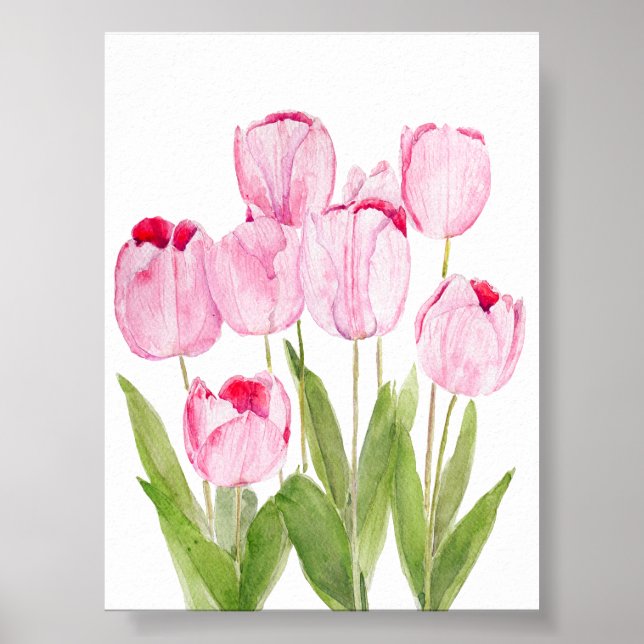 Poster Cor d'água das tulipas rosa (Frente)