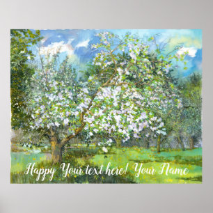 Poster Cor d'água de pintura de jardim florescente