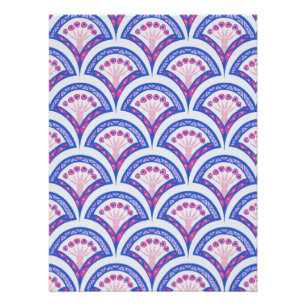 Pôster cor damasco floral azul