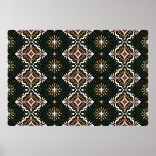 Poster Cor damasco Oriental Vintage. Bateria de Talavera.