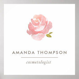 Poster Cor de Água Chic Rosa Rosa Rosa Rosa Cor-de-Rosa-R