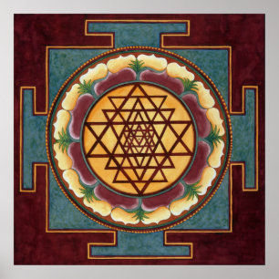 Pôster Cor de água de Sri Yantra
