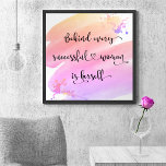 Poster Cor de Água Rosa do Script de Cotação da Mulher co<br><div class="desc">"Por trás de cada mulher bem-sucedida está ela mesma." Quem precisa do Príncipe Encantado? Faça o seu próprio "feliz para sempre" e aceite o "poder feminino" enquanto olha para esta poster feminista na moda, colorida e inspiradora, com uma doce tipografia escrita à mão, preta, sobrepondo-se a um brejo de cor...</div>