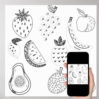 Poster Cor de Berçário Os Frutas Sketch 