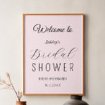 Poster Cor-de-chá de panela Rosa-Branco<br><div class="desc">Banner Poster de Sinal de Boas-vindas do Chá de panela Cor-de-rosa embebido. Mais produtos com esse design estão na coleção abaixo.</div>