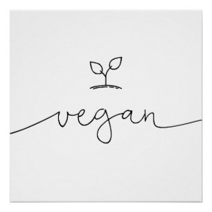 Pôster Cor de Fundo Personalizada Mínima do Vegan
