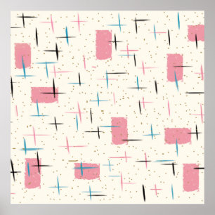 Poster cor-de-rosa atômico retro do teste padrão