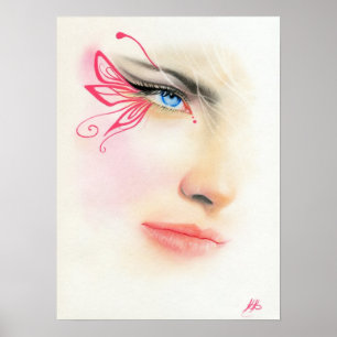 POSTER cor-de-rosa da arte da fantasia dos olhos