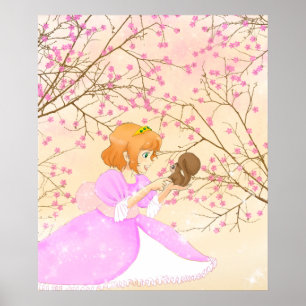 Poster cor-de-rosa da princesa e do esquilo