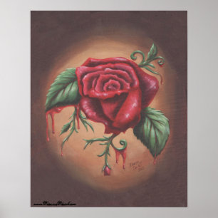 Poster cor-de-rosa de sangramento da flor da arte