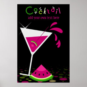 Poster cor-de-rosa do cocktail de Martini da