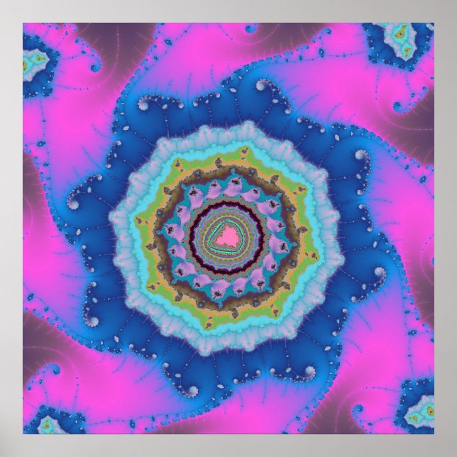 Poster Cor-de-rosa e azul-fratural (Frente)