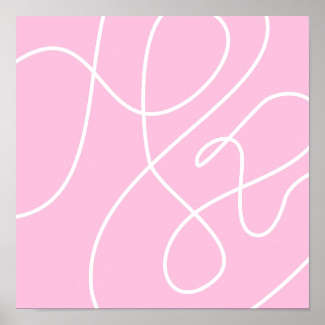 Poster Cor-de-rosa e branco de linha Abstrato contemporân (Frente)
