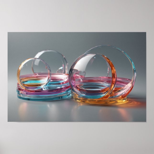 Poster Cor-de-rosa e Cinza de vidro Abstrato, contemporân (Frente)