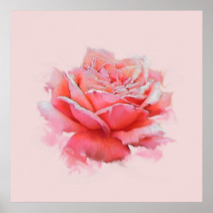 Pôster cor de rosa rosa/flor inspirada na natureza