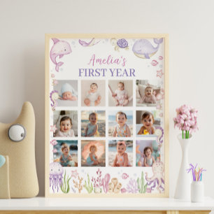 Poster Cor-de-rosa sob o símbolo de marco de fotos de ani