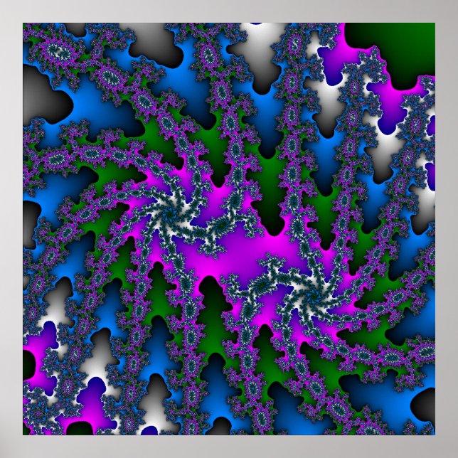 Pôster Cor-de-rosa, verde e azul (Frente)