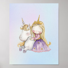 Poster Cor do arco-íris da Princesa Cachorra Unicorn Wate