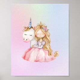 Poster Cor do arco-íris da Princesa Cachorra Unicorn Wate