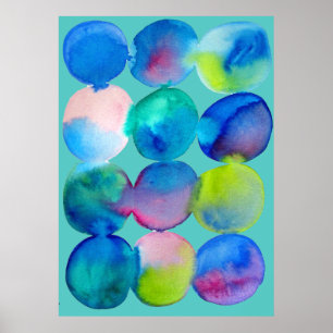 Poster Cor do círculo de aquarela abstrato