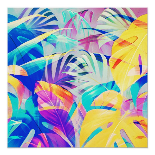 Pôster Cor do Pastel Floral Moderno Abstrato (Frente)