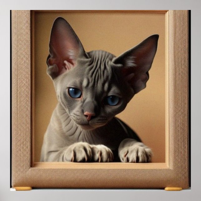 Poster Cor escura do gato Sphynx kitten bonito (Frente)