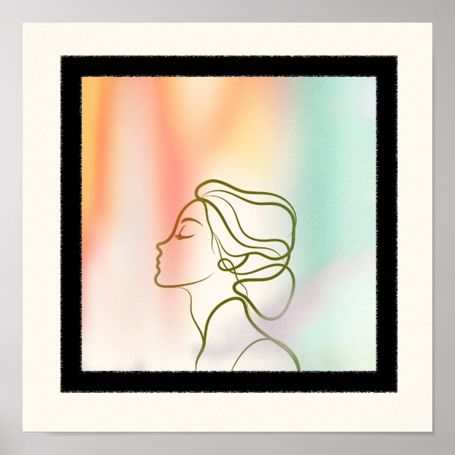 Poster Cor neutra Arte simples na parede da linha (Frente)