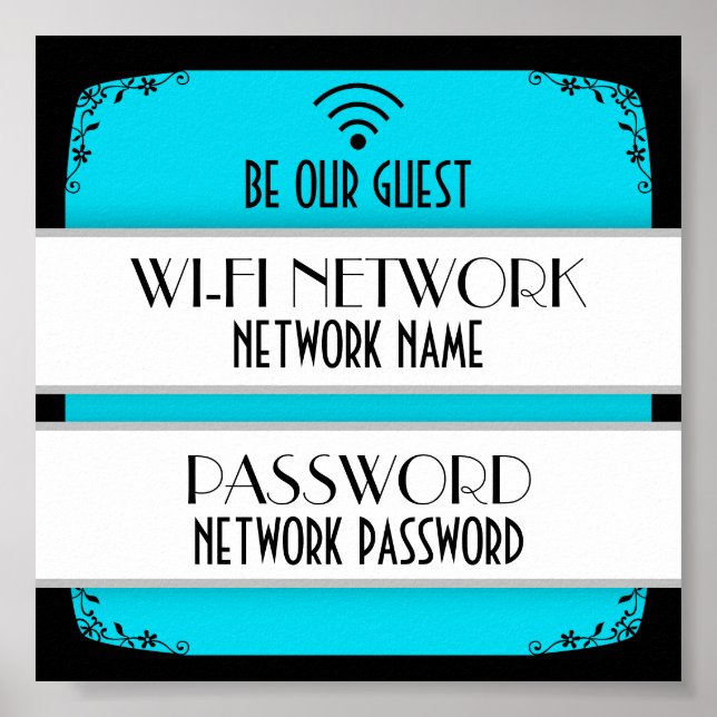Poster Cor Personalizada Da Senha Wifi (Frente)
