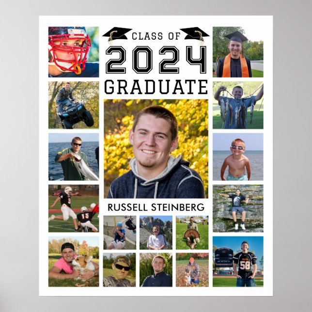 Poster Cor Personalizada do Ano da Classe de Colagem de F (Frente)