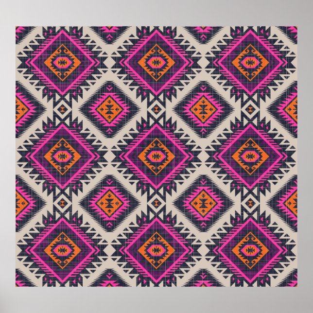 Poster Cor retrorativa, design de Navajo tribal. (Frente)