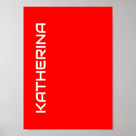 Poster Cor Sólido Vermelha | Nome Branco Clássico