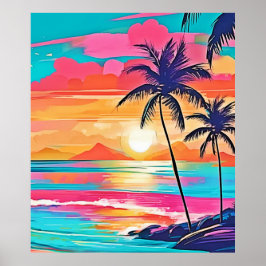 Poster Cor tropical Brilho Design sunset