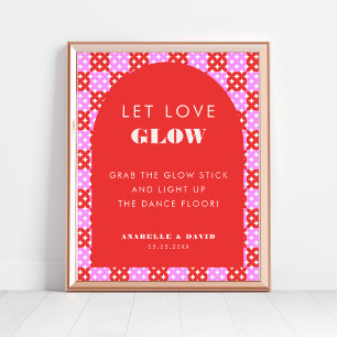 Poster Cor Vermelha Rosa Deixar o Amor Brilhar Dança Chão