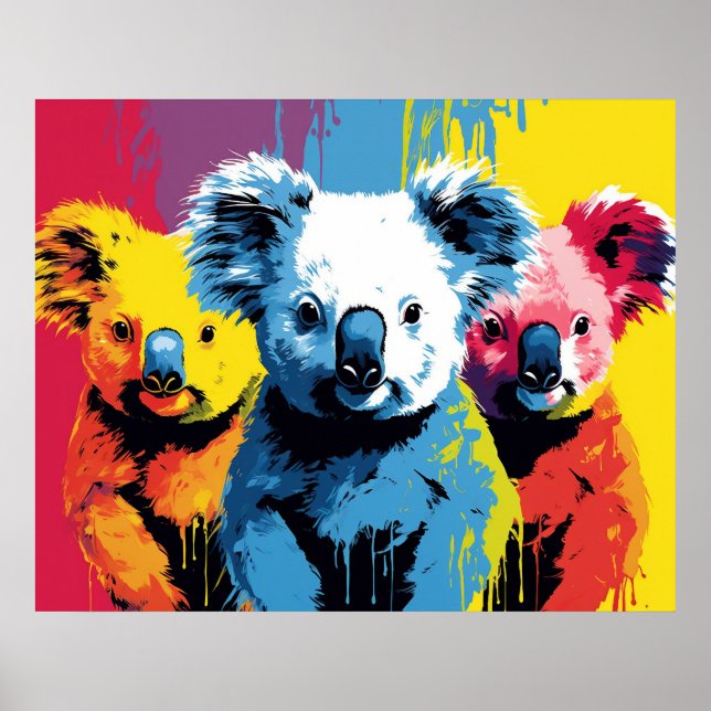 Poster Cor vibrante: Koala Bears Art (Frente)