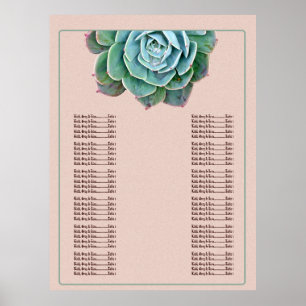 Poster Cora a carta do assento do casamento do Succulent