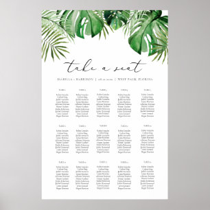 Poster CORA Aquarela Tropical Palm Folm Seating Chart