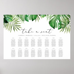 Poster CORA Aquarela Tropical Palm Folm Seating Chart
