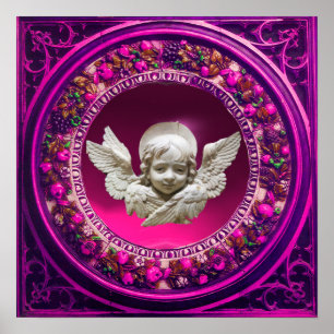 PÔSTER CORA DE FLORENTINA RENASCENÇA ANJO ROSA FLORAL
