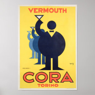 Poster Cora Vermouth Torino - Publicidade Vintage